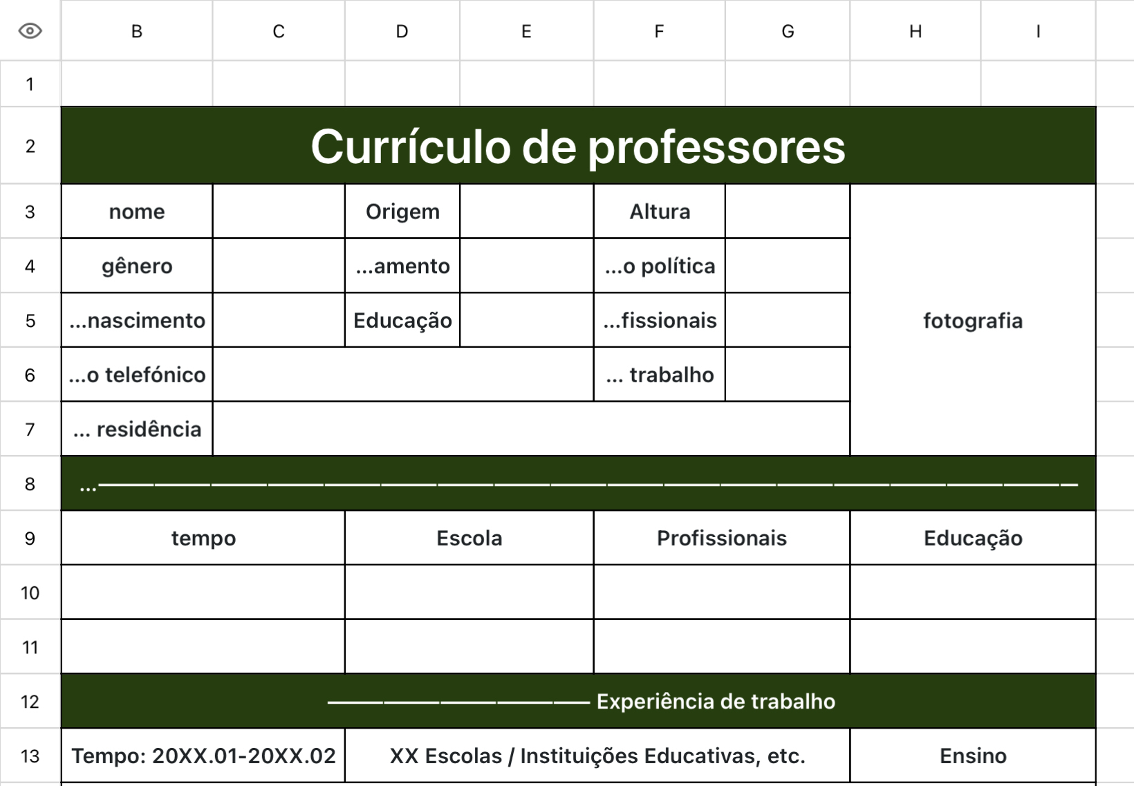 Currículo de professores